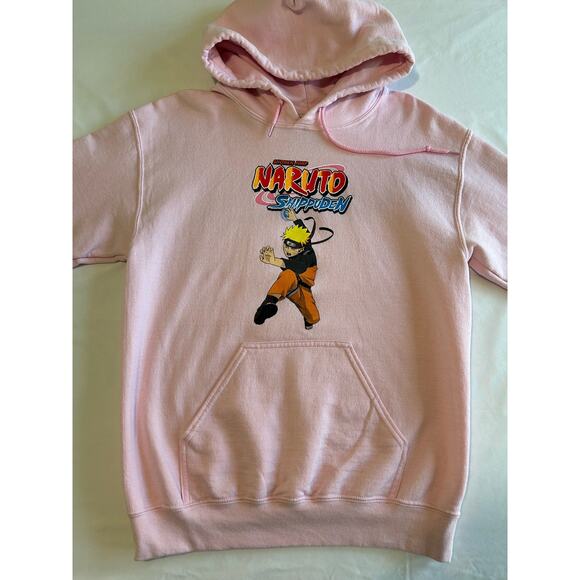 Naruto Shippuden Pink Long Sleeve Graphic Hoodie Size Men’s Small Anime - Picture 3 of 7
